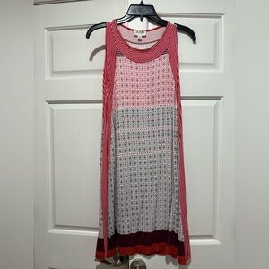 Max Studio Pink and Gray Sleeveless Midi Sundress